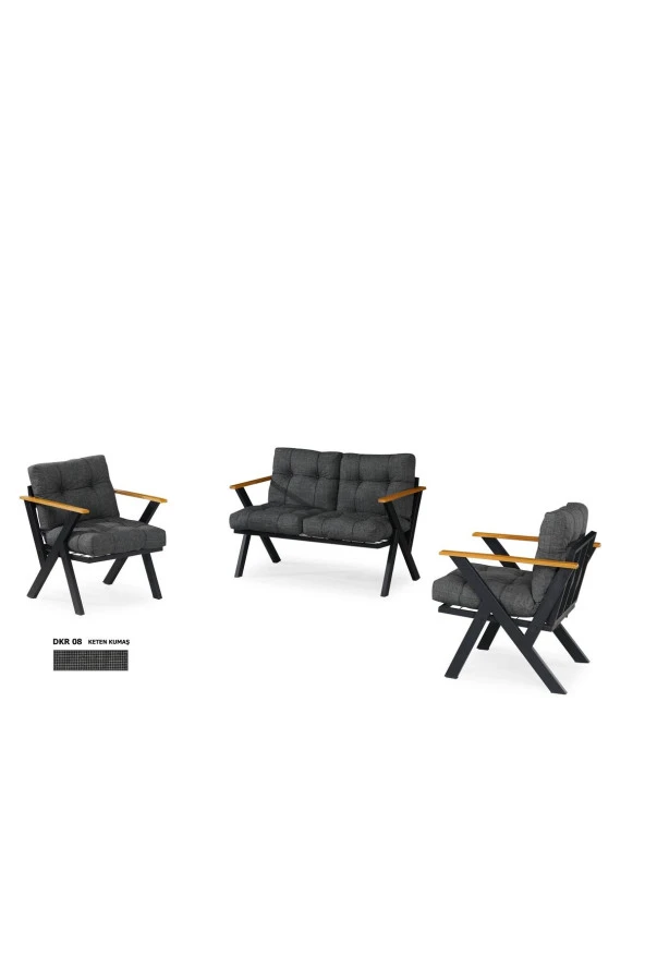 Dekoroom's Zeta 2 1 1 Pofuduk Balkon Takımı, Bahçe Mobilyası, Çay Seti, Kafe Oturma Grubu, Teras Koltuk Takımı ürün görseli