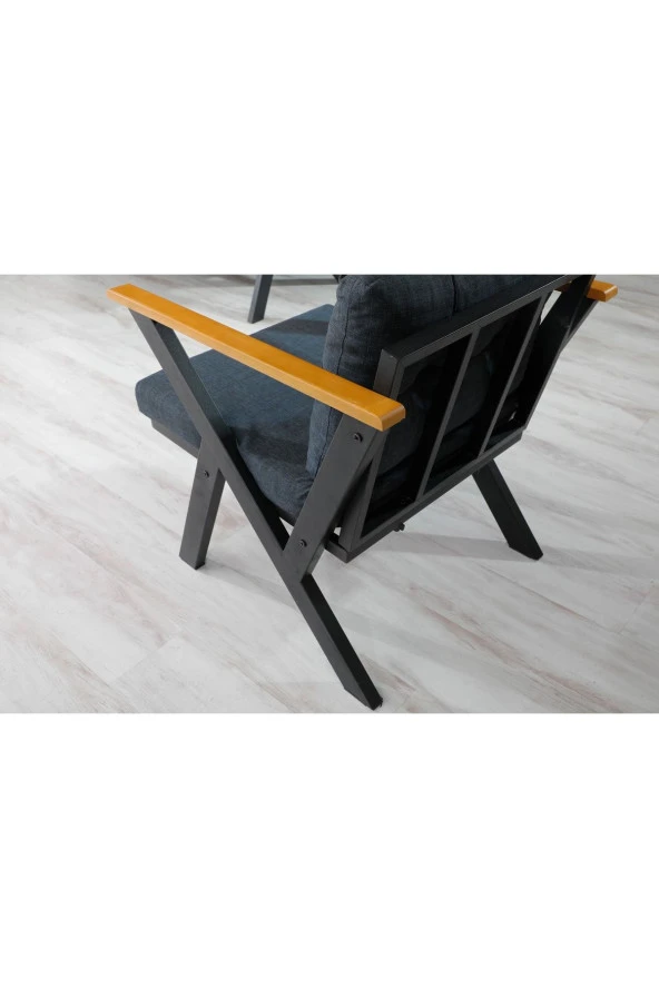 Dekoroom's Zeta 2+1+1 Balkon Takımı, Bahçe Mobilyası, Çay Seti, Kafe Oturma Grubu, Teras Koltuk Takımı - 2