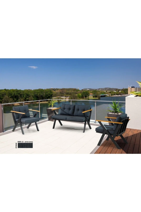 Dekoroom's Zeta 2+1+1 Balkon Takımı, Bahçe Mobilyası, Çay Seti, Kafe Oturma Grubu, Teras Koltuk Takımı - 4