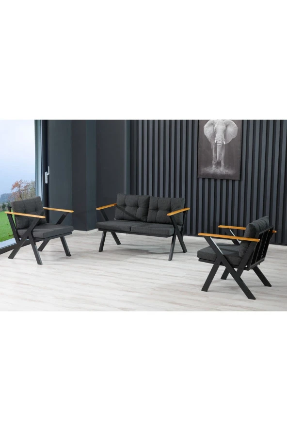 Dekoroom's Zeta 2 1 1 Balkon Takımı, Bahçe Mobilyası, Çay Seti, Kafe Oturma Grubu, Teras Koltuk Takımı