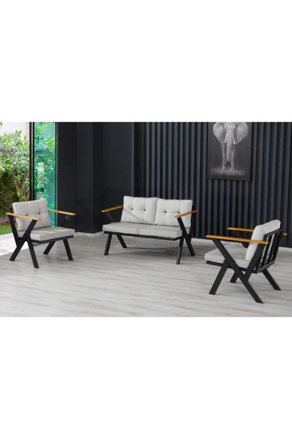 Dekoroom's Zeta 2 1 1 Balkon Takımı, Bahçe Mobilyası, Çay Seti, Kafe Oturma Grubu, Teras Koltuk Takımı - 5