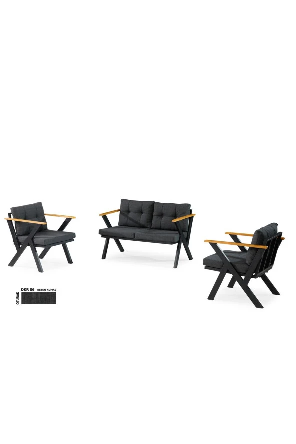 Dekoroom's Zeta 2 1 1 Balkon Takımı, Bahçe Mobilyası, Çay Seti, Kafe Oturma Grubu, Teras Koltuk Takımı - 4