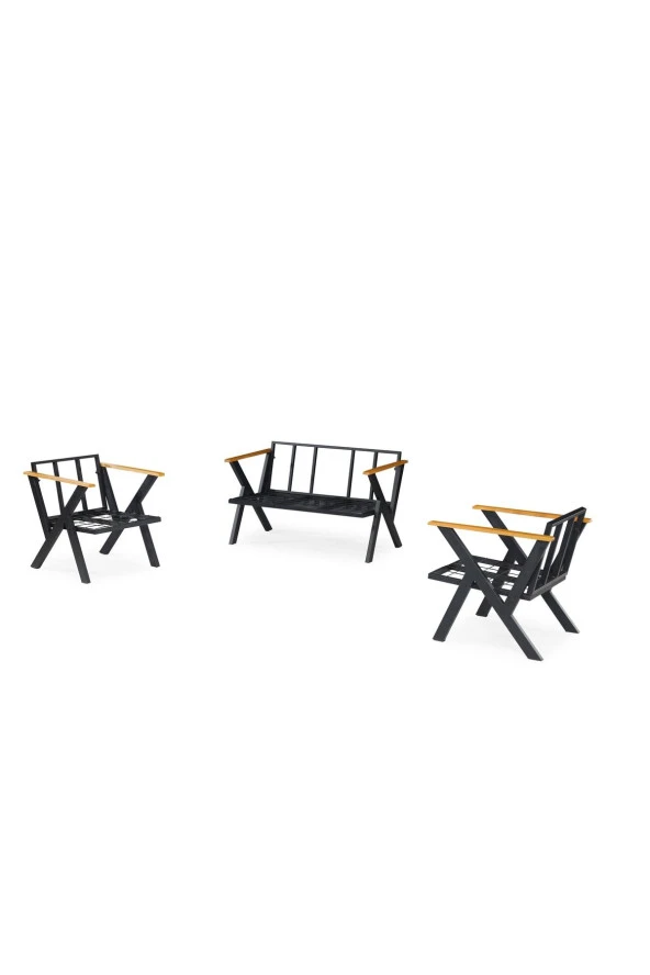 Dekoroom's Zeta 2 1 1 Pofuduk Balkon Takımı, Bahçe Mobilyası, Çay Seti, Kafe Oturma Grubu, Teras Koltuk Takımı - 4