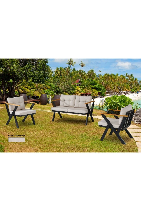 Dekoroom's Zeta 2+1+1 Balkon Takımı, Bahçe Mobilyası, Çay Seti, Kafe Oturma Grubu, Teras Koltuk Takımı - 2