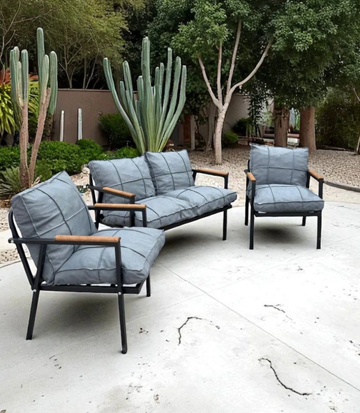 Dekoroom's Eko 2 1 1 Balkon Takımı, Bahçe Mobilyası, Çay Seti, Kafe Oturma Grubu, Teras Koltuk Takımı - Resim 2