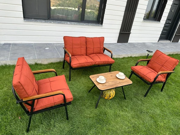Dekoroom's Zen 2 1 1 Balkon Takımı, Bahçe Mobilyası, Çay Seti, Kafe Oturma Grubu, Teras Koltuk Takımı
