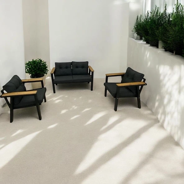 Dekoroom's Venüs 2+1+1 Balkon Takımı, Bahçe Mobilyası, Çay Seti, Kafe Oturma Grubu, Teras Koltuk Takımı