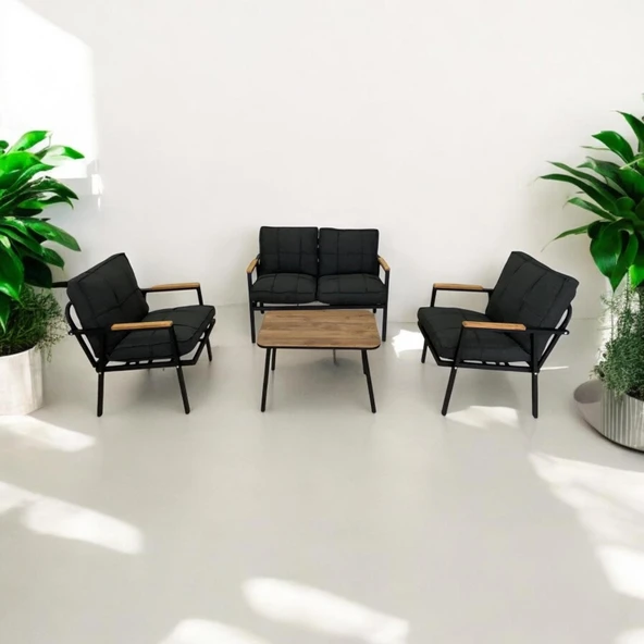 Dekoroom's Zen 2 1 1 Pofuduk Balkon Takımı, Bahçe Mobilyası, Çay Seti, Kafe Oturma Grubu, Teras Koltuk Takımı - 2