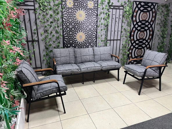 Dekoroom's Zen 3 1 1 Balkon Takımı, Bahçe Mobilyası, Çay Seti, Kafe Oturma Grubu, Teras Koltuk Takımı