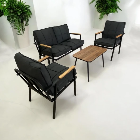 Dekoroom's Zen 2 1 1 Pofuduk Balkon Takımı, Bahçe Mobilyası, Çay Seti, Kafe Oturma Grubu, Teras Koltuk Takımı