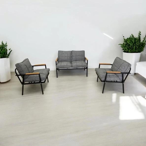 Dekoroom's Zen 2 1 1 Pofuduk Balkon Takımı, Bahçe Mobilyası, Çay Seti, Kafe Oturma Grubu, Teras Koltuk Takımı
