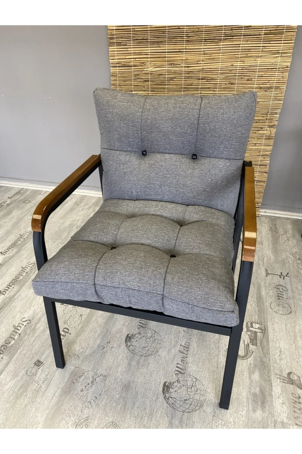 Dekoroom's Balkon, Bahçe, Cafe - Mobilya, Metal Koltuk Takımı Tekli Açık Gri - 2