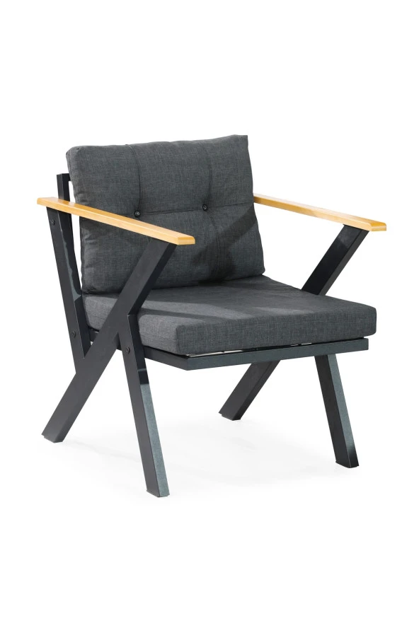 Dekoroom's Zeta Tekli Metal Koltuk Berjer Düz Süngerli Krem