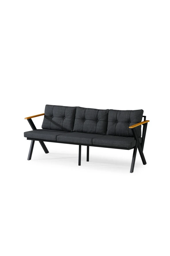 Dekoroom's Zeta Üçlü Metal Koltuk Kanepe Düz Süngerli Krem - 2