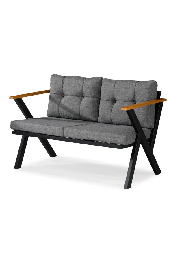 Dekoroom's Zeta İkili Metal Koltuk Berjer Düz Süngerli Siyah - Resim 2