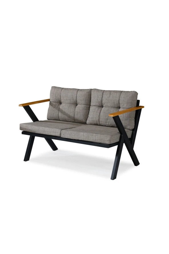 Dekoroom's Zeta İkili Metal Koltuk Berjer Düz Süngerli Siyah - Resim 3