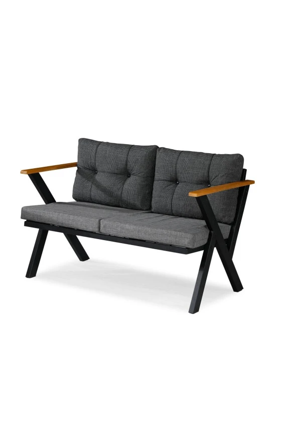 Dekoroom's Zeta İkili Metal Koltuk Berjer Düz Süngerli Siyah - Resim 4