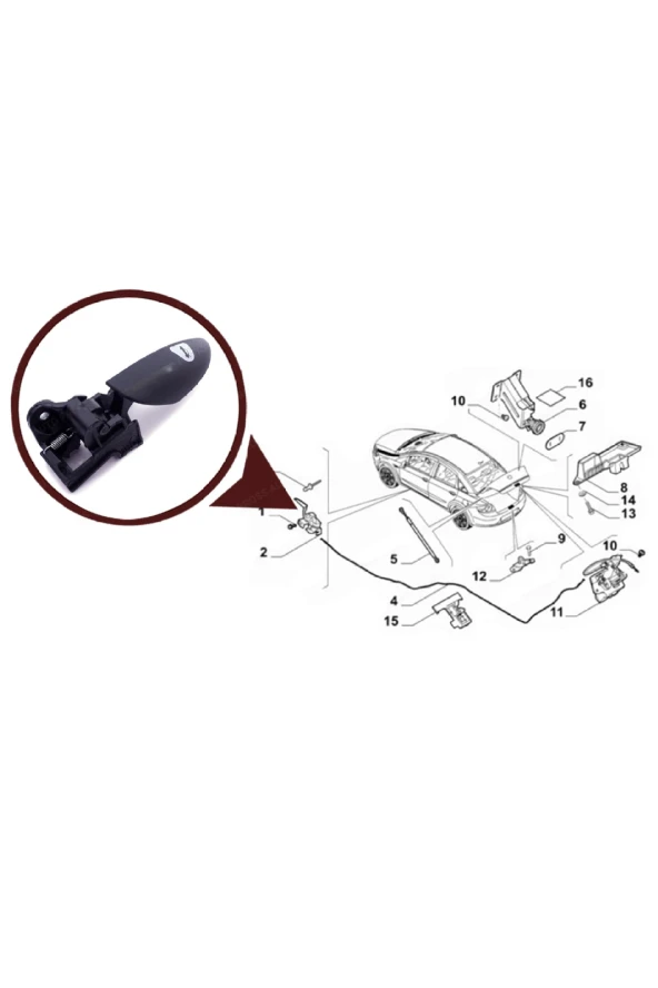 FIAT Linea Bagaj Kapağı Açma Kolu 2007-2018 735509394 - Resim 3