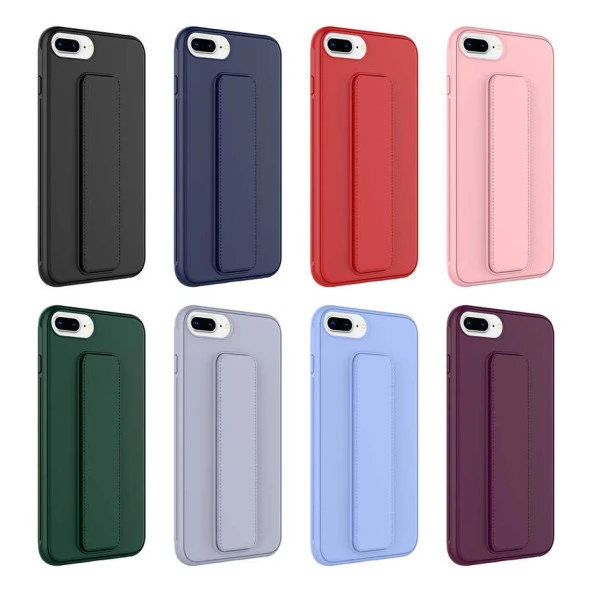 Apple iPhone 8 Plus Kılıf Deri Tarzı Z Stand Magnetli Kapak - Resim 3