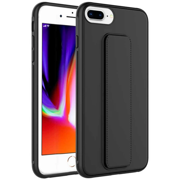 Apple iPhone 8 Plus Kılıf Deri Tarzı Z Stand Magnetli Kapak - Resim 9