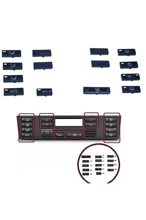 BMW 5 Serisi E39 Klima Kontrol Düğme Seti 14 Parça 1995-2003
