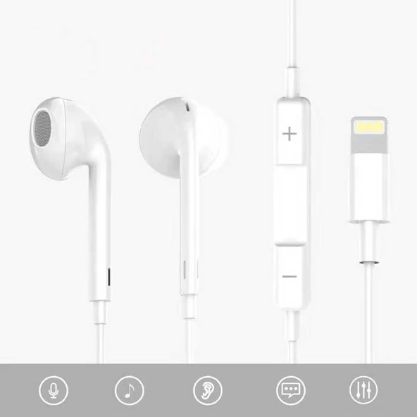 İphone İpad Tak Çalıştır Lightning Kulaklık - 5