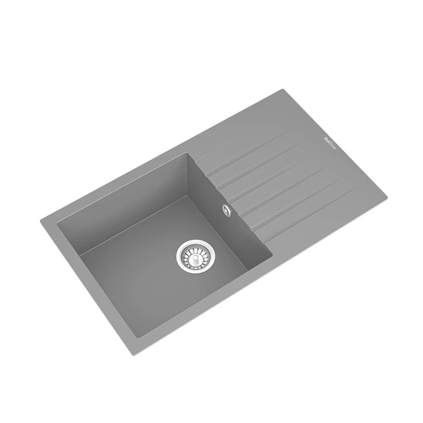 Realstone P014 LAODİKYA 86 XL 1 Göz Damlalıklı Gri Renk Geniş Hazneli Granit Eviye - Resim 2