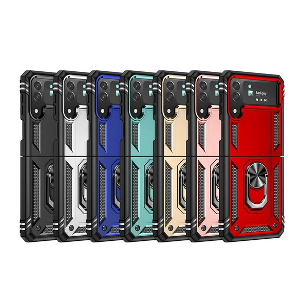 Samsung Galaxy Z Flip 4 Kılıf Yüzüklü Zırh Tank Vega - Resim 9