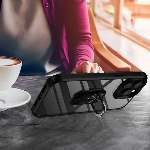 Apple iPhone 14 Pro Kılıf Şeffaf Sararmaz Yüzüklü Mola Kapak - 8