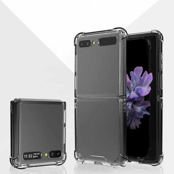 Samsung Galaxy Z Flip 3 Kılıf Şeffaf Nitro Anti Shock Kapak Katlanır - 4