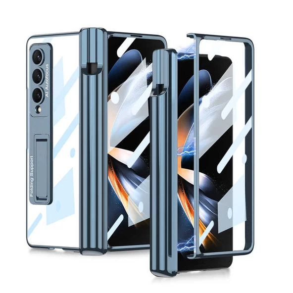 Samsung Galaxy Z Fold 4 Kılıf 360 Koruyuculu Standlı Kalem Bölmeli Kapak