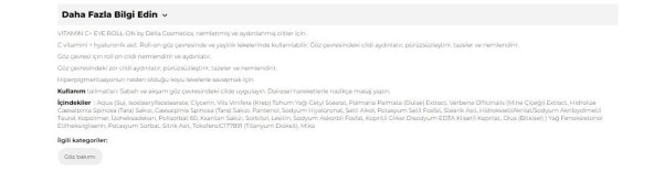 Delia Aydınlatıcı ve Leke Karşıtı Nemlendirici Vitamin C+ Göz Çevresi Roll on 15 Ml - 2