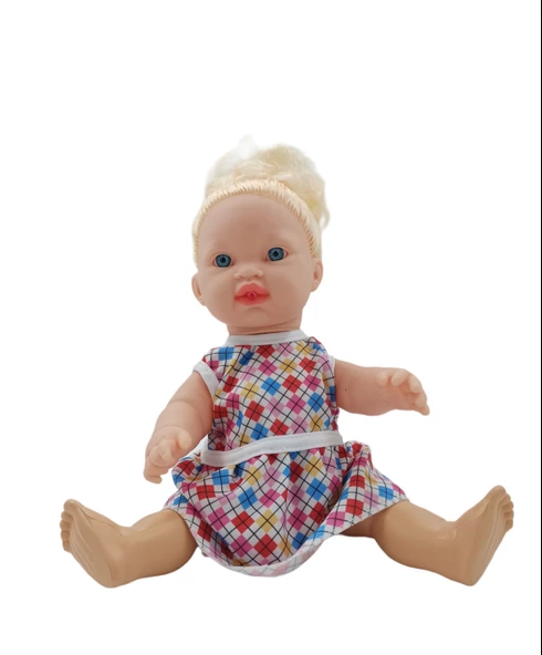 Mavi Gözlü Sarışın Ağlayan ve Konuşan Emzikli Oyuncak Et Bebek (35cm) - 2