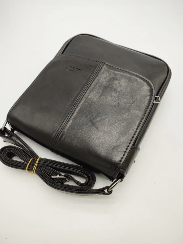 Orta Boy Kapaklı Çift Fermuarlı Erkek Deri El Çantası - 2