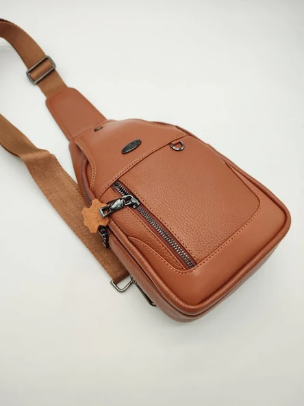 Erkek Deri Badi Bag Çanta Spor Model Taba Renk - 6