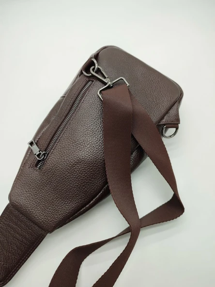 Erkek Deri Badi Bag Çanta Spor Model Kahve Renk - 8