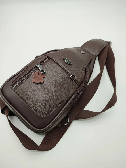 Erkek Deri Badi Bag Çanta Spor Model Kahve Renk - 7