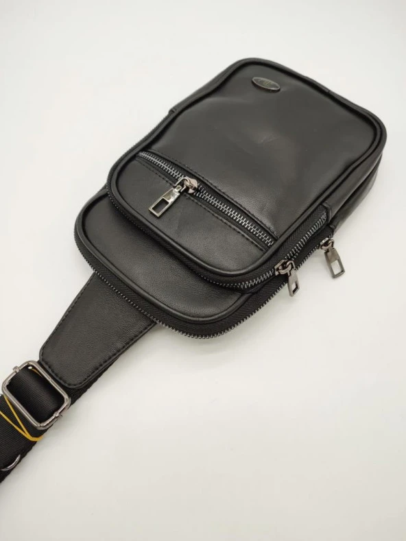 Erkek Deri Göğüs Çantası Spor Model Siyah Renk - 2