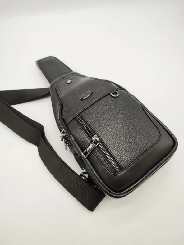 Erkek Deri Badi Bag Çanta Spor Model Siyah Renk - 4