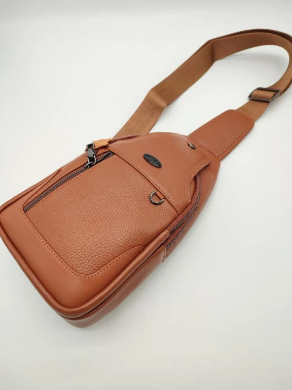 Erkek Deri Badi Bag Çanta Spor Model Taba Renk - 4