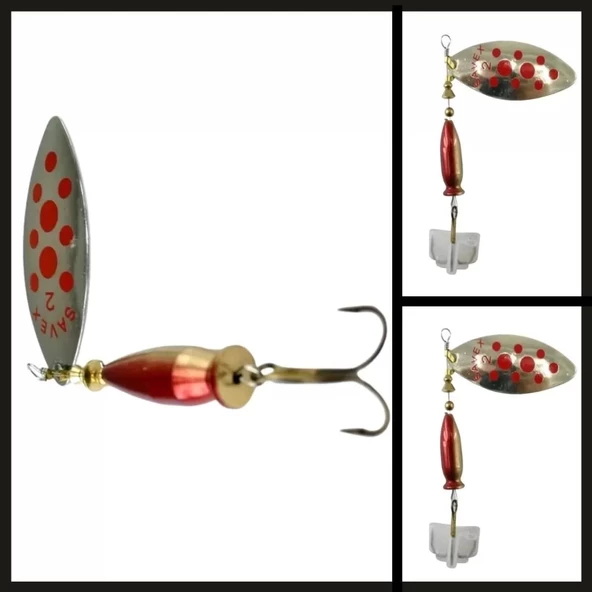 Uyguna-Yakala No:2/20 Gr Alpha Long Gümüş/kırmızı Döner Kaşık-KAŞ.084 - 2