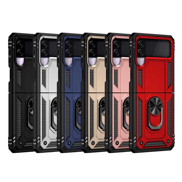 Samsung Galaxy Z Flip 3 Kılıf Yüzüklü Zırh Tank Vega - 2