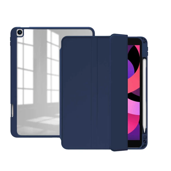 Apple iPad 9. 8. 7. Nesil 10.2" Kılıf Kalem Bölmeli Şeffaf Case A2602 A2603 A2604 A2605