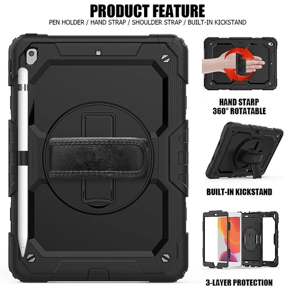 Apple iPad 9. 8. 7. Nesil 10.2" Kılıf Defender Askılı Pars Case Fuji 2019 2020 2021 2022 - 7