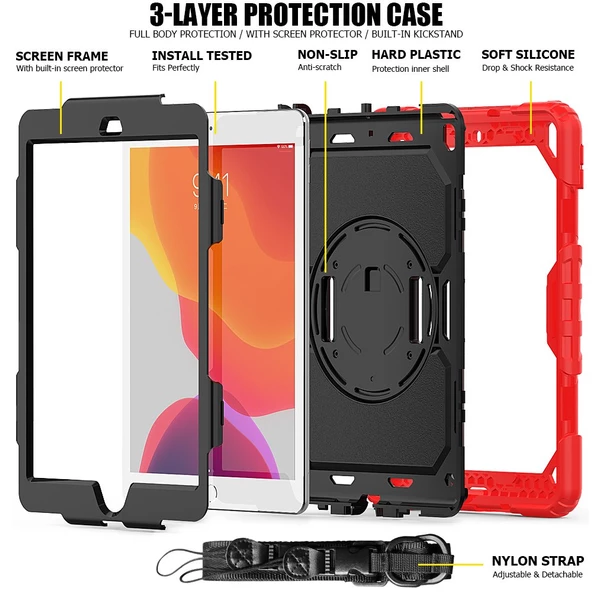 Apple iPad 9. 8. 7. Nesil 10.2" Kılıf Defender Askılı Pars Case Fuji 2019 2020 2021 2022 - 11
