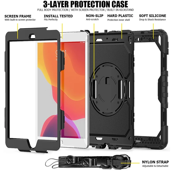 Apple iPad 9. 8. 7. Nesil 10.2" Kılıf Defender Askılı Pars Case Fuji 2019 2020 2021 2022 - 5