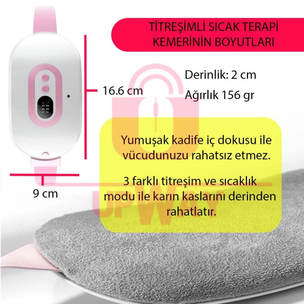 Upway Şarjlı Titreşimli Sıcak Terapi Kemeri - 5
