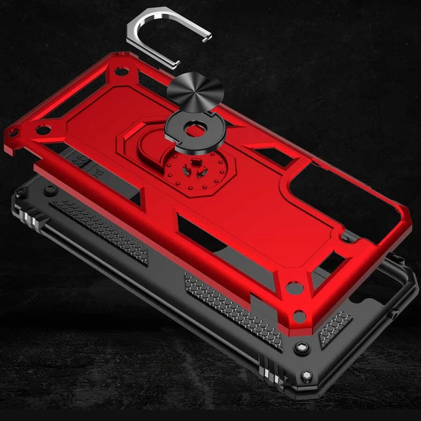 Samsung Galaxy S21 FE Kılıf Yüzüklü Zırh Tank Vega - 6