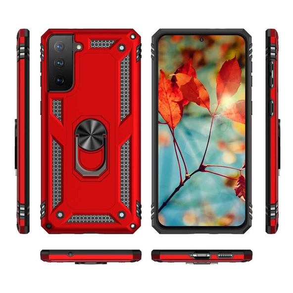 Samsung Galaxy S21 FE Kılıf Yüzüklü Zırh Tank Vega - 4