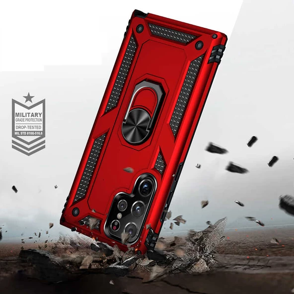 Samsung Galaxy S22 Ultra Kılıf Yüzüklü Zırh Tank Vega - 2